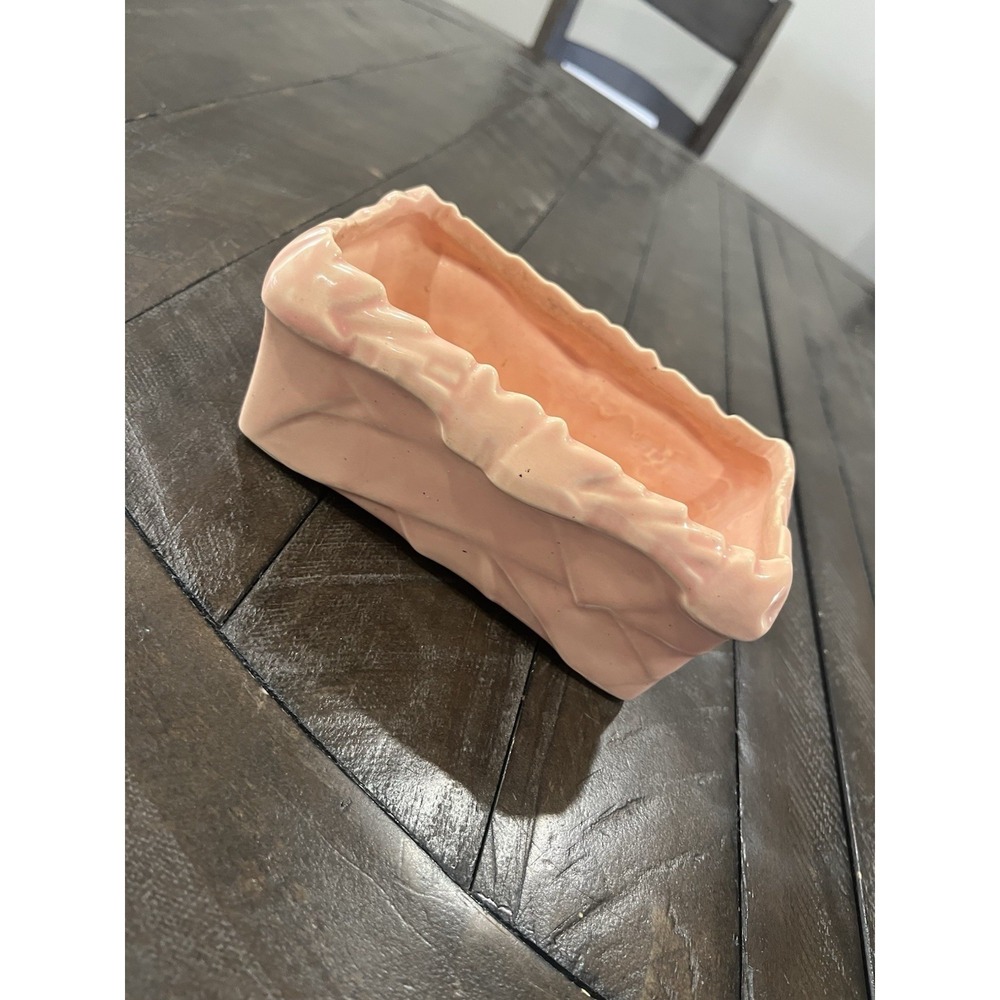Vintage McCoy Planter Salmon Pink‎ Ivy Strap Rectangular Design
